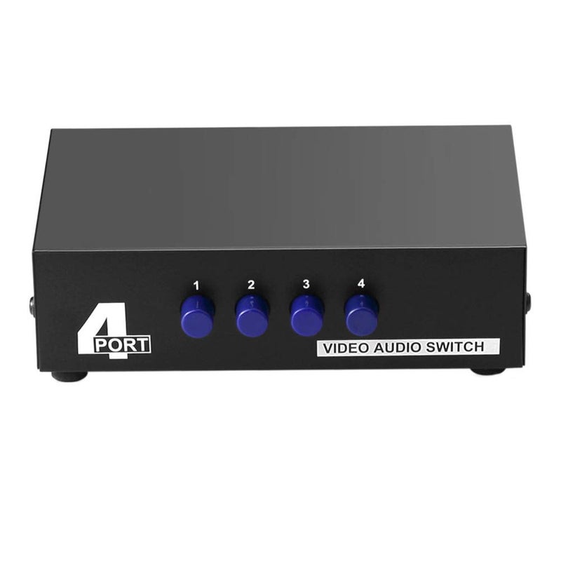 axGear AV Switch Box Composite Selector 4 Port RCA Audio Video 4 in 1 Out to TV - Image 2
